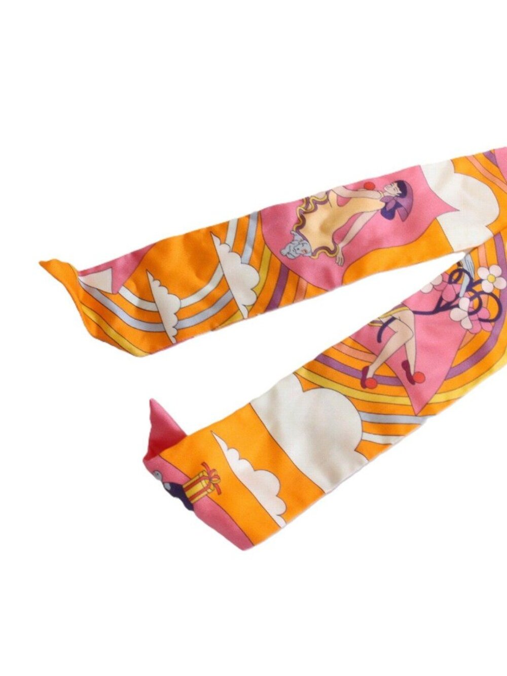 Hermes Tsuiri My Cloud Silk 100% Orange Scarf - Picture 6 of 10